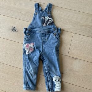Baby Boden Denim dungarees with appliqué farm animals